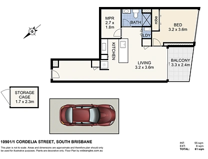 10901/1 Cordelia Street, South Brisbane, Brisbane - Inner City Region, 1 Schlafzimmer, 1 Badezimmer, Apartment