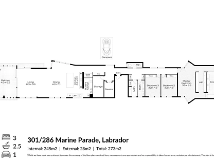 301/286 Marine Parade, Labrador, Gold Coast, 3 habitaciones, 2 baños, Apartment