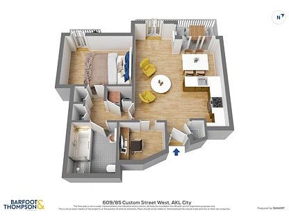 609/85 Customs Street West, Auckland Central, Auckland City, 1部屋, 1バスルーム, Apartment