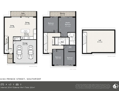 2/23 Prince Street, Southport, Gold Coast, 5 कमरे, 3 बाथरूम, Townhouse
