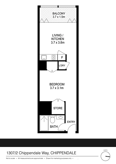1307/2 Chippendale Way, Chippendale, NSW 2008, 0房, 1浴, Studio