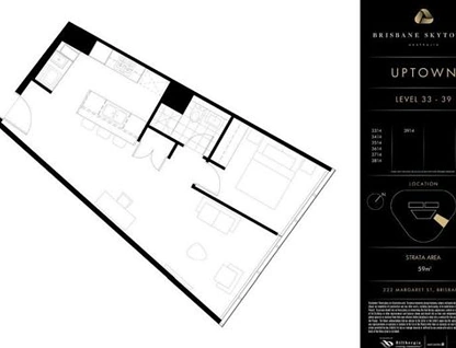 3414/222 Margaret Street, Brisbane City, Brisbane - Inner City Region, 1 침실, 1 욕실, Apartment