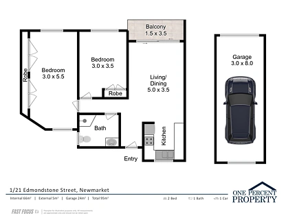 1/21 Edmondstone Street, Newmarket, Brisbane - Northern Region , 2 chambres, 1 salles de bain, Apartment