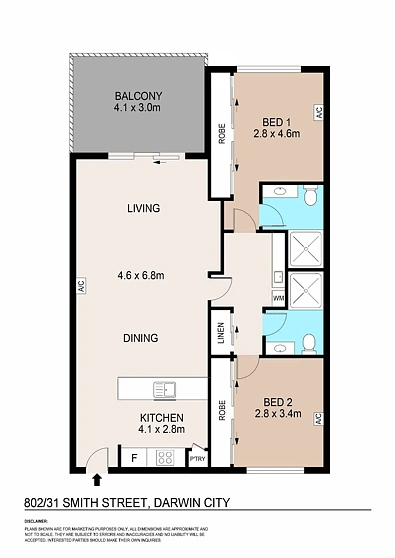 Plano ng Bahay - 802/31 Smith Street, Darwin City, NT 800
