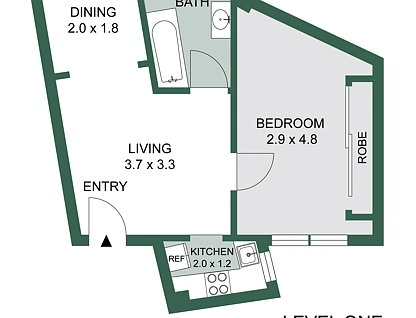 7/2 Kellett Way, Potts Point, Sydney CBD, 1 ห้องนอน, 1 ห้องน้ำ, Apartment