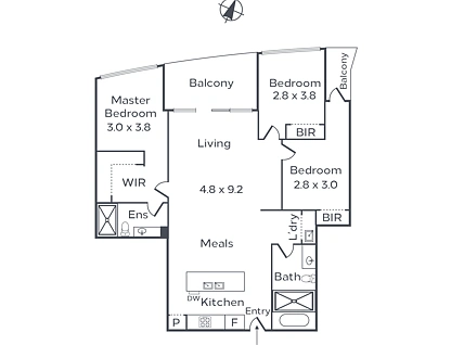 1423/555 St Kilda Road, Melbourne, Melbourne CBD, 3房, 2浴, Apartment