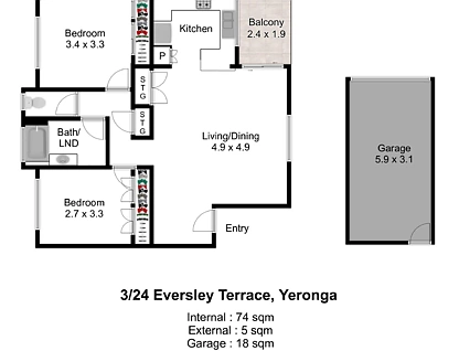 UNIT 3/24 EVERSLEY TERRACE, Yeronga, Brisbane - Southern Region, 2 غرف, 1 حمامات, Unit