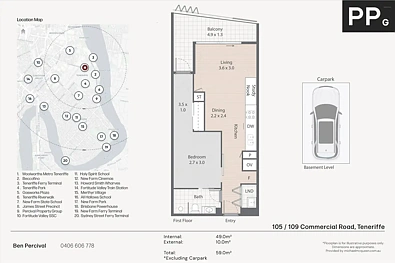 105/109 Commercial Road, Teneriffe, QLD 4005, 1 slaapkamers, 1 badkamers, Apartment