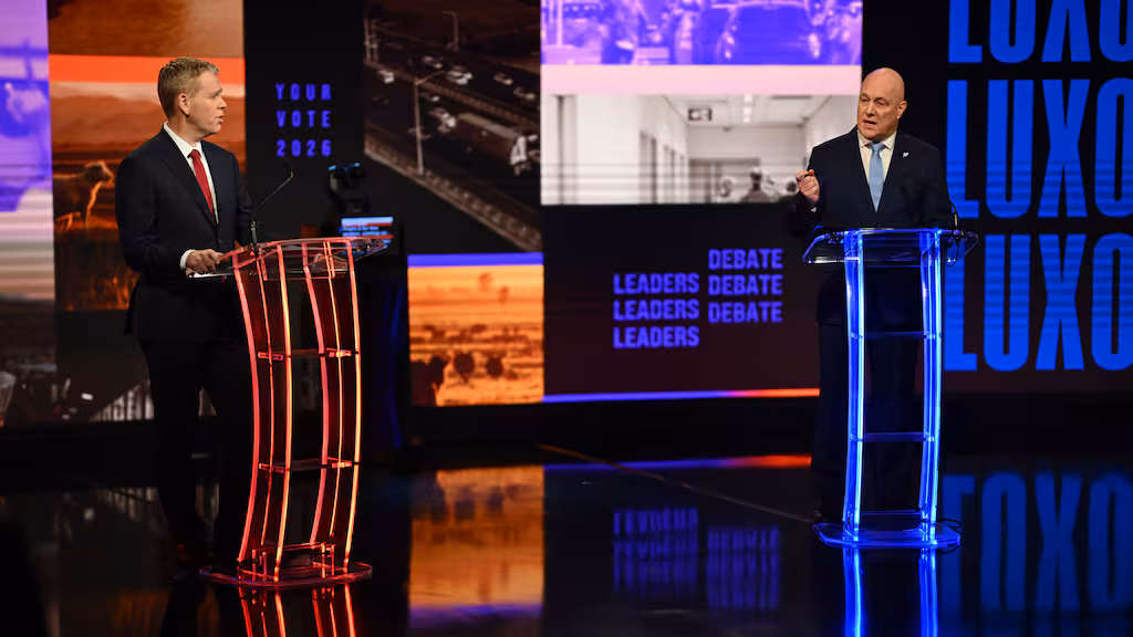 Luxon and Hipkins trade blows over cost of living, race and trust in fiery TVNZ leaders' debate