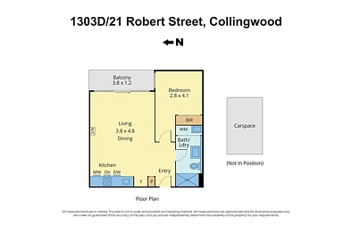 1303D/21 Robert Street, Collingwood, VIC 3066, 1 રૂમ, 1 બાથરૂમ, Apartment