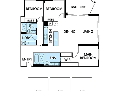 G02B/173 The Boulevard, Ivanhoe East, North Melbourne, 3 રૂમ, 2 બાથરૂમ, Apartment