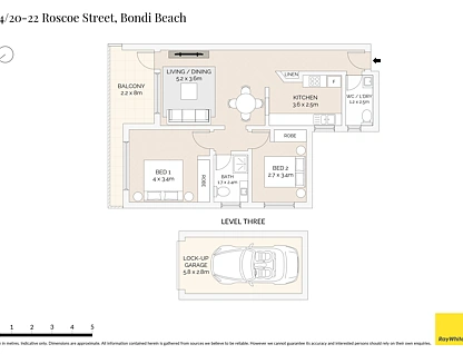 14/20-22 Roscoe Street, Bondi Beach, Eastern Suburbs, 2 침실, 1 욕실, Apartment