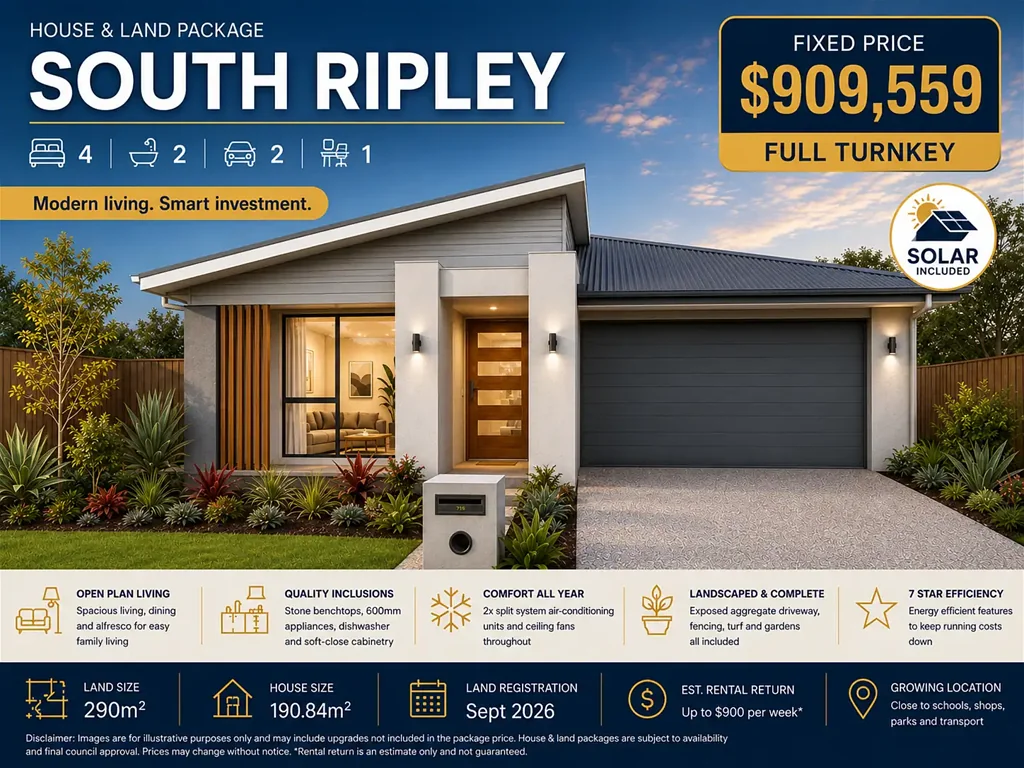 South Ripley 4房 房屋土地套餐 | South Ripley | 4卧2卫2车位 House & Land Package | South Ripley | 4 Bed 2 Bath 2 Car