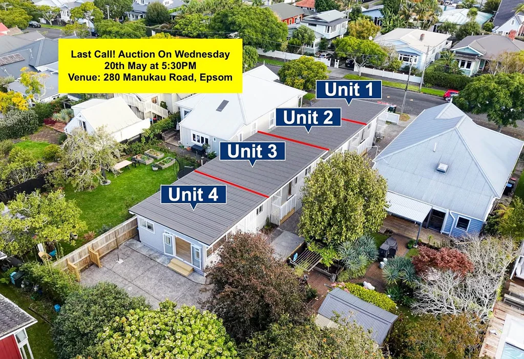 Mount Eden 8ห้องนอน Block of 4 Units on Separate Titles–Selling as One