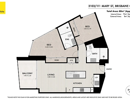 2103/111 Mary Street, Brisbane City, Brisbane - Inner City Region, 2 कमरे, 2 बाथरूम, Apartment