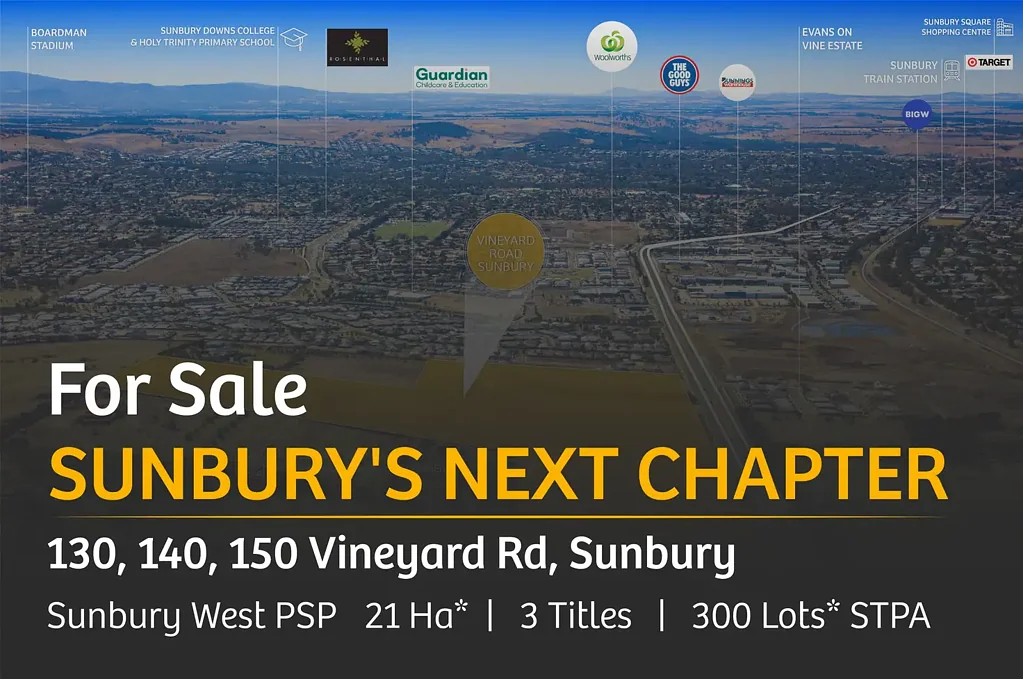 Sunbury 4બેડરૂમ Sunbury's Next Chapter! 130, 140 & 150 Vineyard Road, Sunbury - For Sale by Expression of Interest, In One Line or Individually