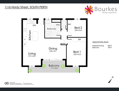 11/6 Hardy Street, South Perth, Perth CBD, 2 રૂમ, 1 બાથરૂમ, Apartment