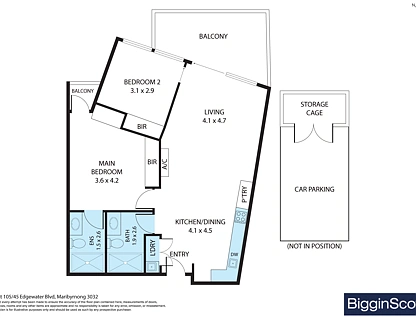 105/45 Edgewater Boulevard, Maribyrnong, North West Melbourne, 2 phòng ngủ, 2 phòng tắm, Apartment