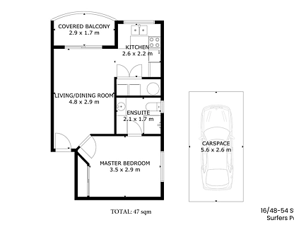 16/48-54 Stanhill Drive, Surfers Paradise, Gold Coast, 1 कमरे, 1 बाथरूम, Apartment