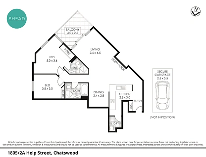 1805/2A Help Street, Chatswood, Lower North Shore, 2 રૂમ, 2 બાથરૂમ, Apartment