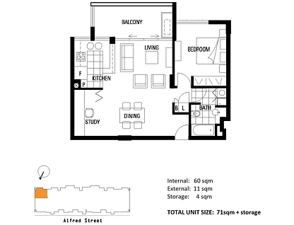 216/82 Alfred Street, Fortitude Valley, Brisbane - Inner City Region, 1 ห้องนอน, 1 ห้องน้ำ, Apartment