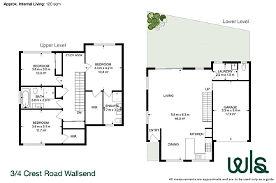 3/4 Crest Road, Wallsend, NSW 2287, 3房, 2浴, Townhouse
