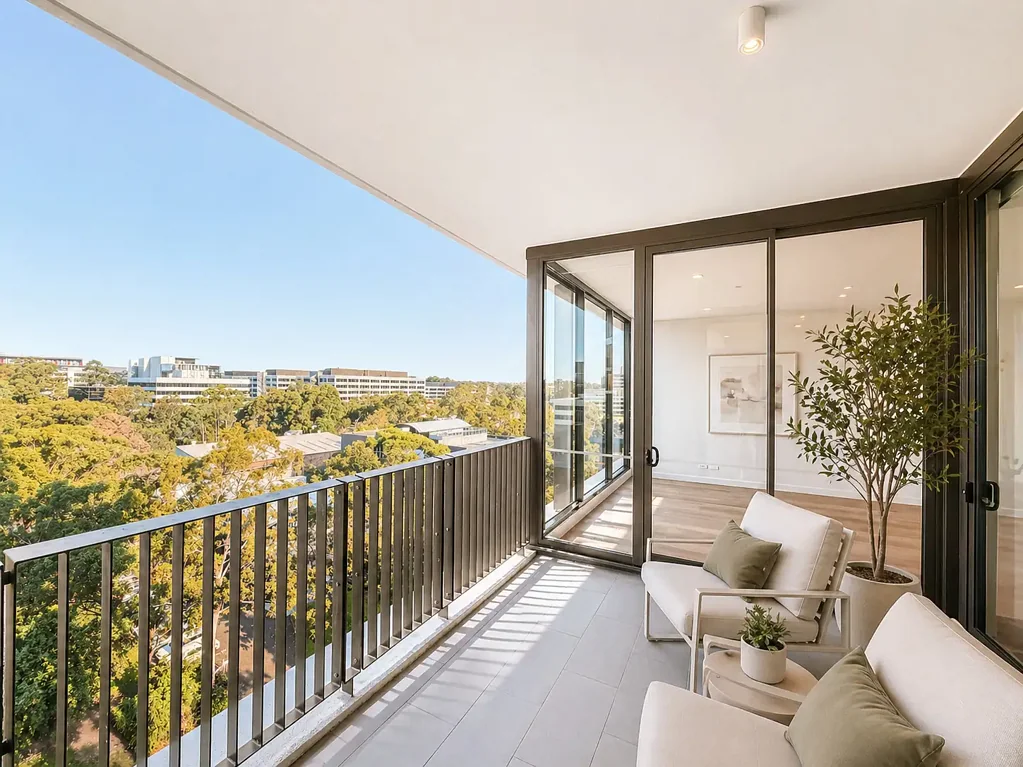 Macquarie Park 2房 Macquarie核心地 两房行政邸 Miele电器配 石材厨房优 东南观日出 阳台迎晨光 Elevate your lifestyle with seamless luxury and practicality at Park One - where refined living begins.
