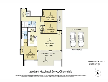 2602/91 Kittyhawk Drive, Chermside, Brisbane - Northern Region , 3 ห้องนอน, 2 ห้องน้ำ, Apartment