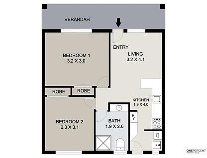 2/10 View Street, West Gladstone, Fitzroy, 2房, 1浴, Unit