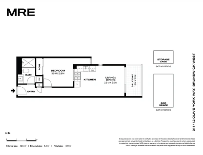 311/12 Olive York Way, Brunswick West, North Melbourne, 1房, 1浴, Apartment