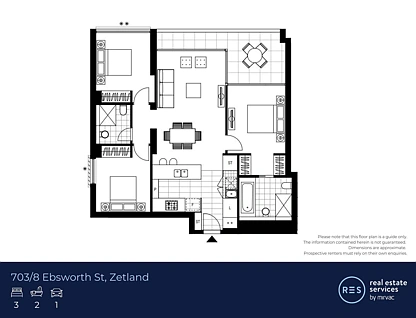 703/8 Ebsworth Street, Zetland, Eastern Suburbs, 3 rūma, 2 rūma horoi, Apartment