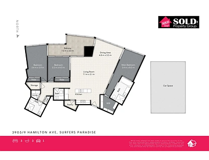 3905/9 Hamilton Avenue, Surfers Paradise, Gold Coast, 3 chambres, 2 salles de bain, Apartment