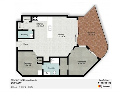 309/182 Marine Parade, Labrador, Gold Coast, 2 Bedrooms, 1 Bathrooms, Apartment
