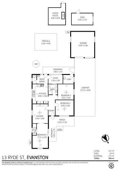 Plano ng Bahay - 13 Ryde Street, Evanston, SA 5116