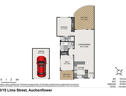 3/15 Lima Street, Auchenflower, Brisbane Western Region, 2部屋, 2バスルーム, Apartment