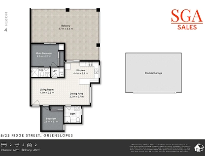 8/23 Ridge Street, Greenslopes, Brisbane - Southern Region, 2 rūma, 2 rūma horoi, Apartment