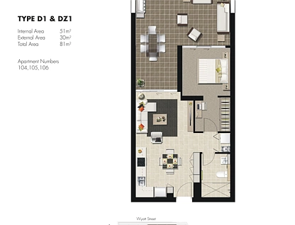 105/42 Wyandra Street, Newstead, Brisbane - Inner City Region, 1 રૂમ, 1 બાથરૂમ, Apartment
