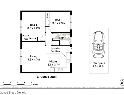 3/42 Judd Street, Cronulla, Sutherland Shire, 2房, 1浴, Apartment