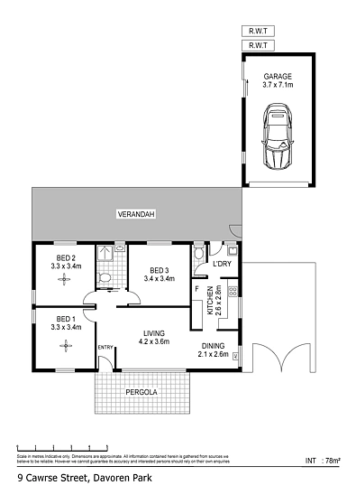 9 Cawrse Street, Davoren Park, SA 5113, 3房, 1浴, House