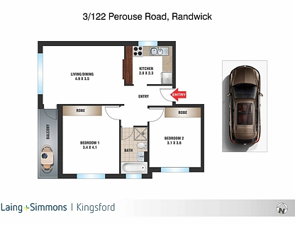 3/122 Perouse Street, Randwick, Eastern Suburbs, 2 Bedrooms, 1 Bathrooms, Apartment