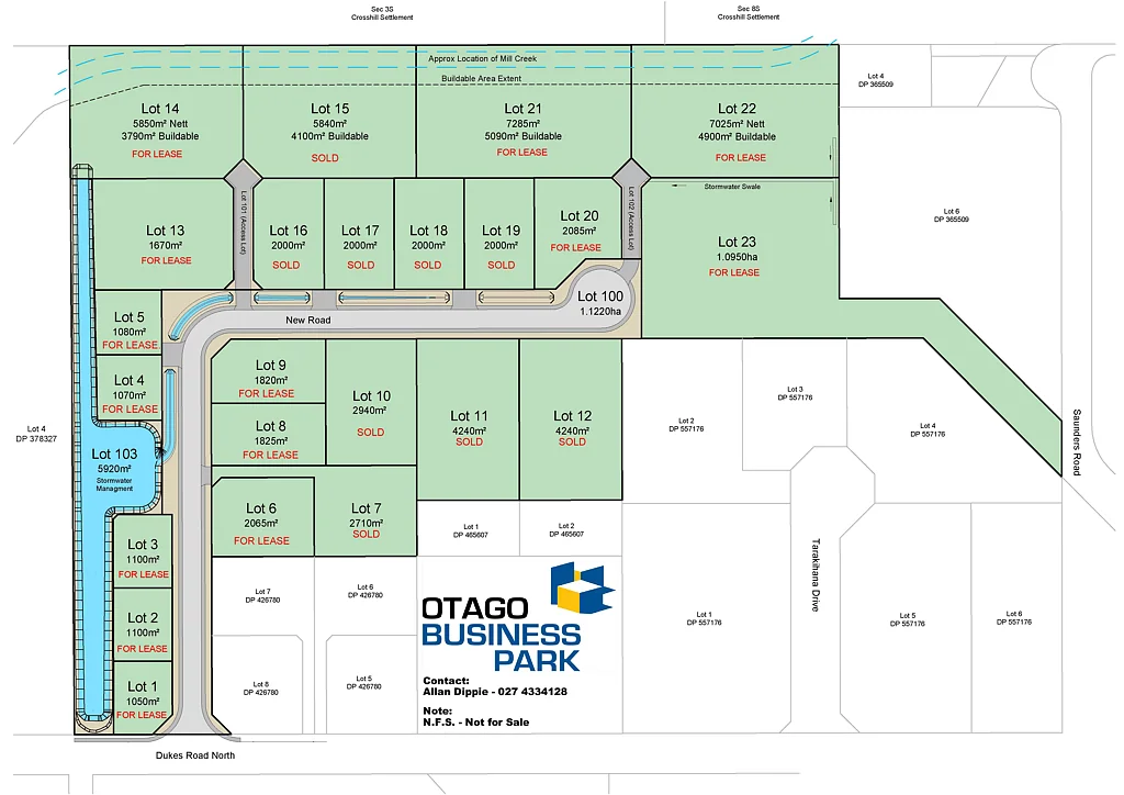 North Taieri Industrial Sections Available for Lease