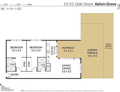 15/51 Gibb Street, Kelvin Grove, Brisbane - Northern Region , 2部屋, 2バスルーム, Apartment