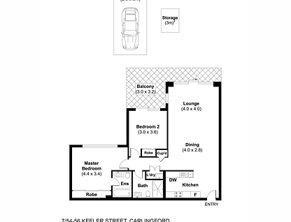 7/54-56 Keeler Street, Carlingford, Parramatta (Northwest suburbs), 2 ห้องนอน, 2 ห้องน้ำ, Apartment
