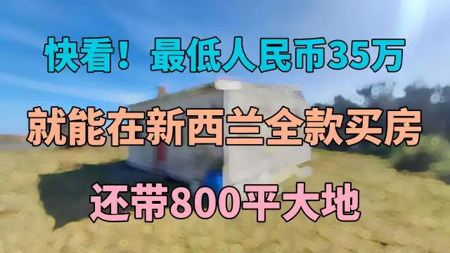 心动！最低人民币35万，新西兰全款拿下800平大地+房