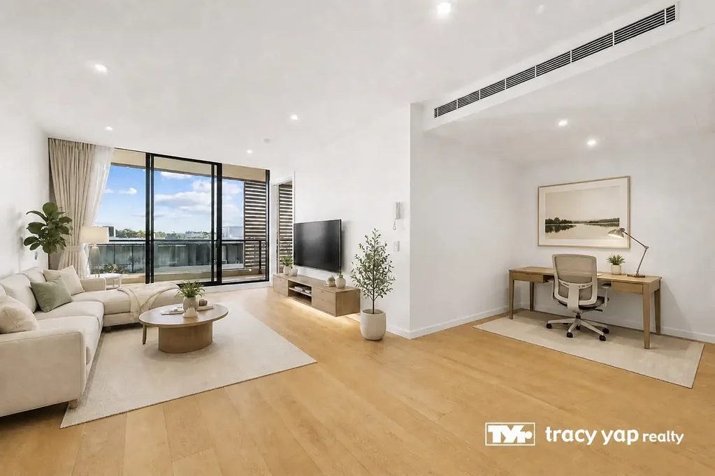 North Ryde 1房 获奖设计公寓 北瑞德核心位置 现代石材厨房 阳台通卧 书房灵活 安全社区 停车位储物 Oversized 1 Bedroom + Study in Prime North Ryde Location