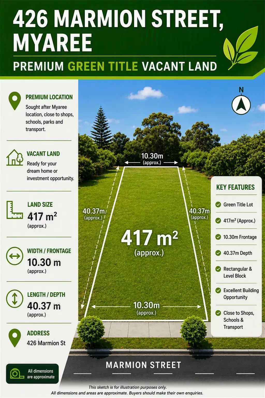 Myaree PREMIUM GREEN TITLE VACANT LAND