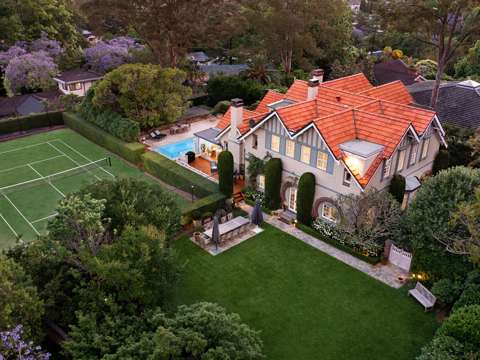 Pymble 5 Bedroom Landmark 'Yarrawonga', grand Federation Arts & Crafts estate with tennis court.