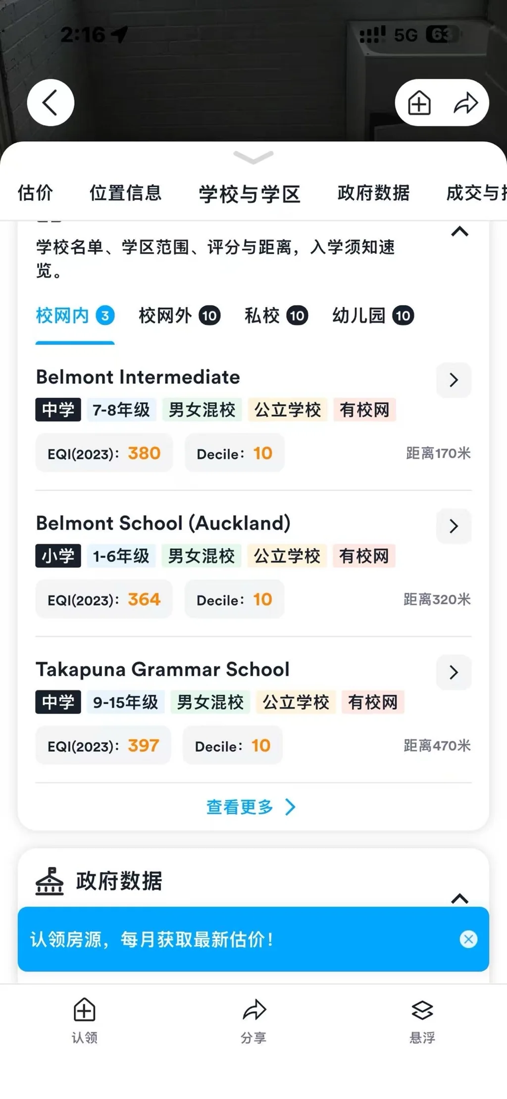 整租！10分顶级校网！北岸Takapuna 好区好街！大二房带二个停车位的unit！拎包入住！ 阳光超好的整洁 干燥 冬暖夏凉的坚实二房一厅一卫（浴室与厕所是分开的）+二个停车位（其中有一个carport）+小花园的unit，包家具家电