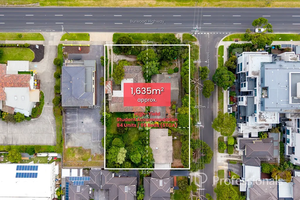 Burwood 1房 获准建设95床位学生公寓 邻近迪肯大学校区 高效停车设计 紧邻购物中心 便捷电车交通 精英学校环绕 High-Yield Student Accommodation – 84 Units / 95 Beds (STCA)
