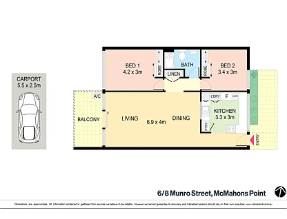 6/8 Munro Street, Mcmahons Point, NSW 2060, 2房, 1浴, Apartment